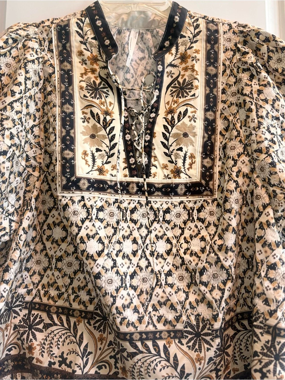 Anthropologie Boho Floral Puff Sleeve Peasant Blouse Women’s Large NWOT